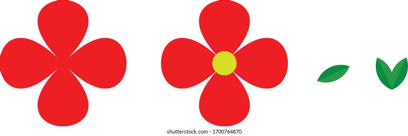 illustration vector image of flower with green leaves