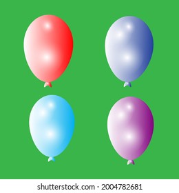 Imagen vectorial de ilustración de globo de color completo con fondo verde adecuado para el diseño de cumpleaños