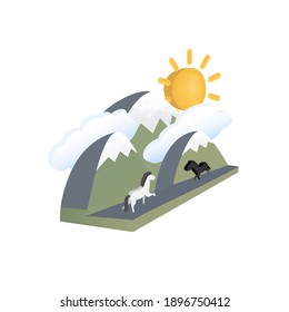 Illustration. Vector image. Horse love, freedom. The embodiment of freedom and harmony