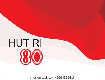 ILUSTRACIÓN DE LA IMAGEN DE VECTOR DE LA BANDERA NACIONAL, 80 ANIVERSARIO DE INDONESIA