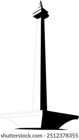 illustration vector image of National Monument or Monas Indonesia, black and white vector photo of Monas, neutral image of National Monument