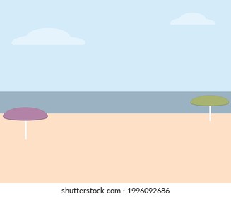 illustration Vector Vector image Summer Time Beach Sea beach umbrellas