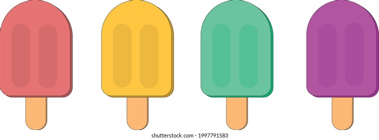 illustration Vector Vector Image Summer Treat ice Cream fruit ice on a stick set isolated