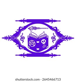 ilustração vetor imagem tatuagem símbolo ornamento livro bruxa	
