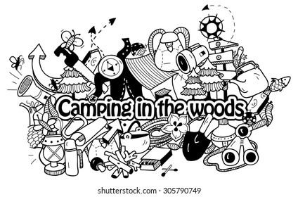 Illustration of vector images of objects tourism