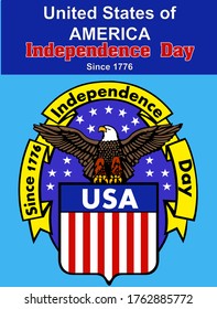 Illustration vector independence day america banner flag eagle badges decor