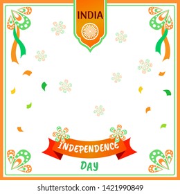 Illustration Vector Of India Independence Day Design With Pattern And Frame.