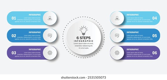 círculo infográfico vetor ilustração com 6 etapas, modelo infográfico design. Pode ser usado para diagrama de processo, apresentação, fluxo de trabalho.