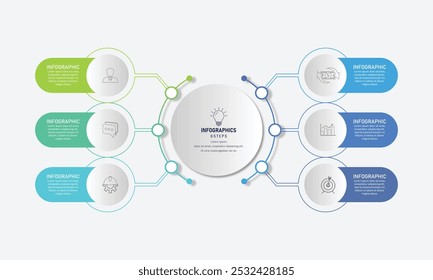  círculo infográfico vetor ilustração com 6 etapas, modelo infográfico design. Pode ser usado para diagrama de processo, apresentação, fluxo de trabalho.