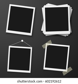 Illustration of Vector Instant Photo. Photorealistic Vector EPS10 Retro Instant Photo Frame Mockup