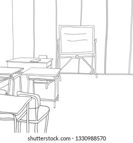 Illustration in vector, interior of school classroom