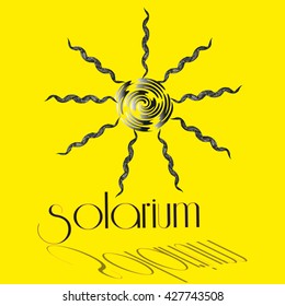 Illustration vector interior solarium
Vector image salon sunbathing solarium on the yellow background of the sun in the center and the inscription with shadow for decoration and design