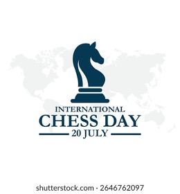 illustration vector international chess day. annualy celebrates on July 20. International Chess Day greeting card creative banner, poster, social media post illustration.
