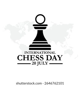 illustration vector international chess day. annualy celebrates on July 20. International Chess Day greeting card creative banner, poster, social media post illustration.