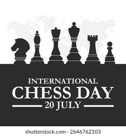 illustration vector international chess day. annualy celebrates on July 20. International Chess Day greeting card creative banner, poster, social media post illustration.