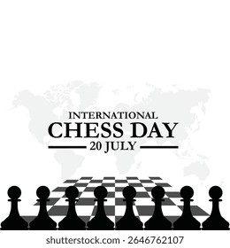 illustration vector international chess day. annualy celebrates on July 20. International Chess Day greeting card creative banner, poster, social media post illustration.
