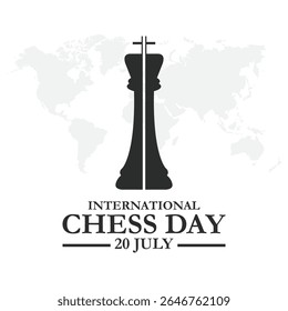 illustration vector international chess day. annualy celebrates on July 20. International Chess Day greeting card creative banner, poster, social media post illustration.