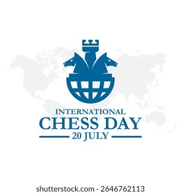 illustration vector international chess day. annualy celebrates on July 20. International Chess Day greeting card creative banner, poster, social media post illustration.