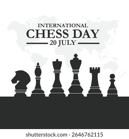 illustration vector international chess day. annualy celebrates on July 20. International Chess Day greeting card creative banner, poster, social media post illustration.