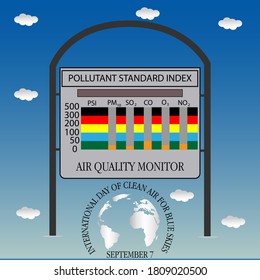 illustration vector for international day of clean air for blue skies concept. pollutant standart index chart.