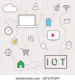 Illustration vector: Internet of things (IOT) minimalist icon for web designer