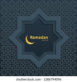 Illustration vector of Islamic design concept. Ramadan Kareem or Eid Mubarak greeting with abstract pattern or mandala element with ornament background suitable for invitation banner or card.