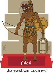 Illustration vector isolated of African Yoruba mythical god, Oshosi, Hunt and justice god.