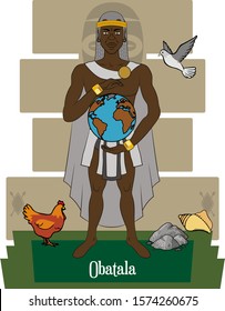 Illustration vector isolated of African Yoruba mythical god, Obatala, earth and man creator.