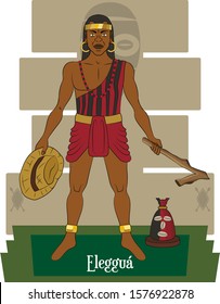 Illustration vector isolated of African Yoruba mythical god, Elegguá, ways and destiny god, Gods messenger.