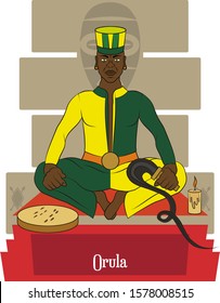 Illustration vector isolated of African Yoruba mythical god, Orula, wisdom, intelligence and prediction god
.