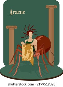 Vector de ilustración aislado de Aracne, mitología griega