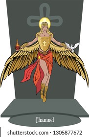 Illustration Vector Isolated of Archangel Chamuel, God love - Vector