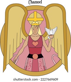 Illustration Vector isolated of Archangel, Chamuel, Love god.