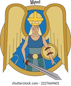 Illustration Vector isolated of Archangel, Michael, Divine soldier.