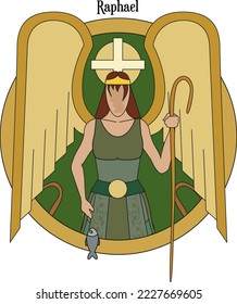 Illustration Vector isolated of Archangel, Raphael, divine healer.