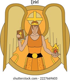 Illustration Vector isolated of Archangel, Uriel, Fire of god.