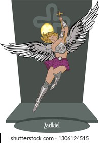 Illustration Vector Isolated Of Archangel Zadkiel, God Justice - Vector 