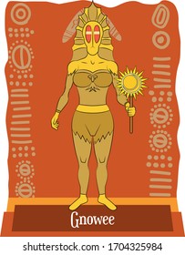 Illustration vector isolated of Australian Aboriginal mythical god, Gnowee is a solar goddess.