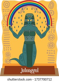 Illustration vector isolated of Australian Aboriginal mythical god, Julunggul, is a rainbow snake, She was a fertility goddess, associated with rebirth and the weather.