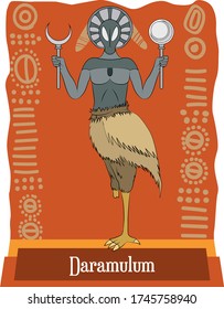 Illustration vector isolated of Australian Aboriginal mythical god, Daramulum He is a moon god and sky hero of the emu in the sky constellation.