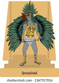 Illustration vector isolated of Aztec Mythical God Quetzalcoatl, light and live god, Tezcatlipoca Blanco - Vector