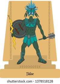 Illustration vector isolated of Aztec Mythical God Tláloc, Rain, Ray, Earthquake, god.