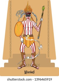 Illustration vector isolated of Aztec Mythical God Mixcoatl, God of war and hunt.