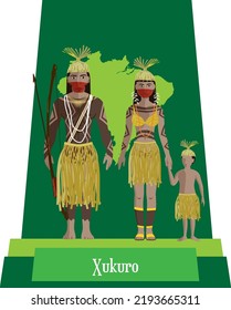 Illustration vector isolated of Brazilian native people, Xukuro, typical costume