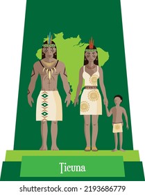 Vector de ilustración aislado de brasileños nativos, ticuna, disfraz típico