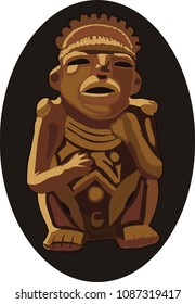 Illustration vector isolated of canastero Calima, indigenous clay sculpture, Colombia