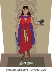 Illustration vector isolated of Celtic mythical goddess, Morrigan, Death goddess, destruction goddess. svg