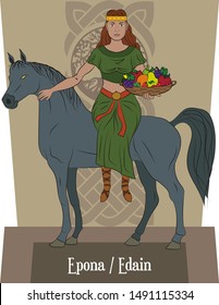 Illustration vector isolated of Celtic mythical goddess, Epona, Edain, nature
goddess, fertility goddess, horse goddess