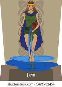 Illustration vector isolated of Celtic mythical goddess, Deva, Water Goddess, Sea goddess.