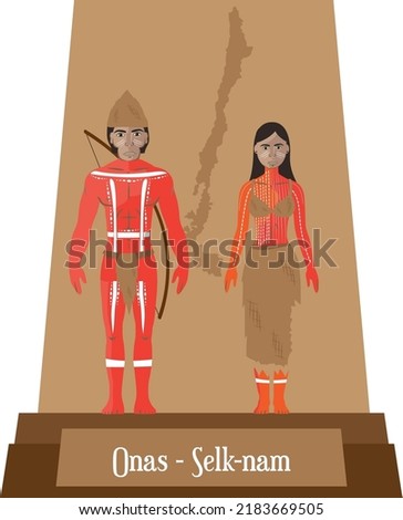 Illustration vector isolated of Chilean native people, Onas o Selk'nam, typical costume  Zdjęcia stock © 
